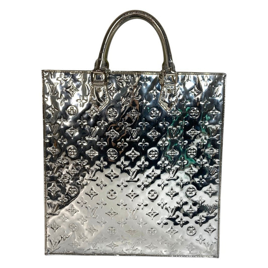 LOUIS VUITTON M40269 Monogram Miroir Sac Plat Handbag Tote Bag Vertical Leather Unisex Argent Silver