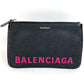 BALENCIAGA 545773 Logo Bi-Color Bag Second Bag Pouch Clutch Bag Leather Unisex Black
