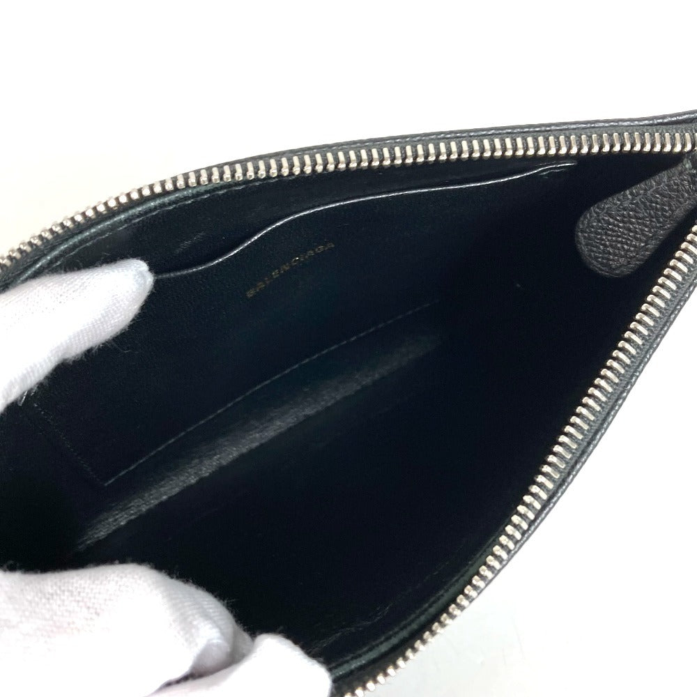 BALENCIAGA 545773 Logo Bi-Color Bag Second Bag Pouch Clutch Bag Leather Unisex Black