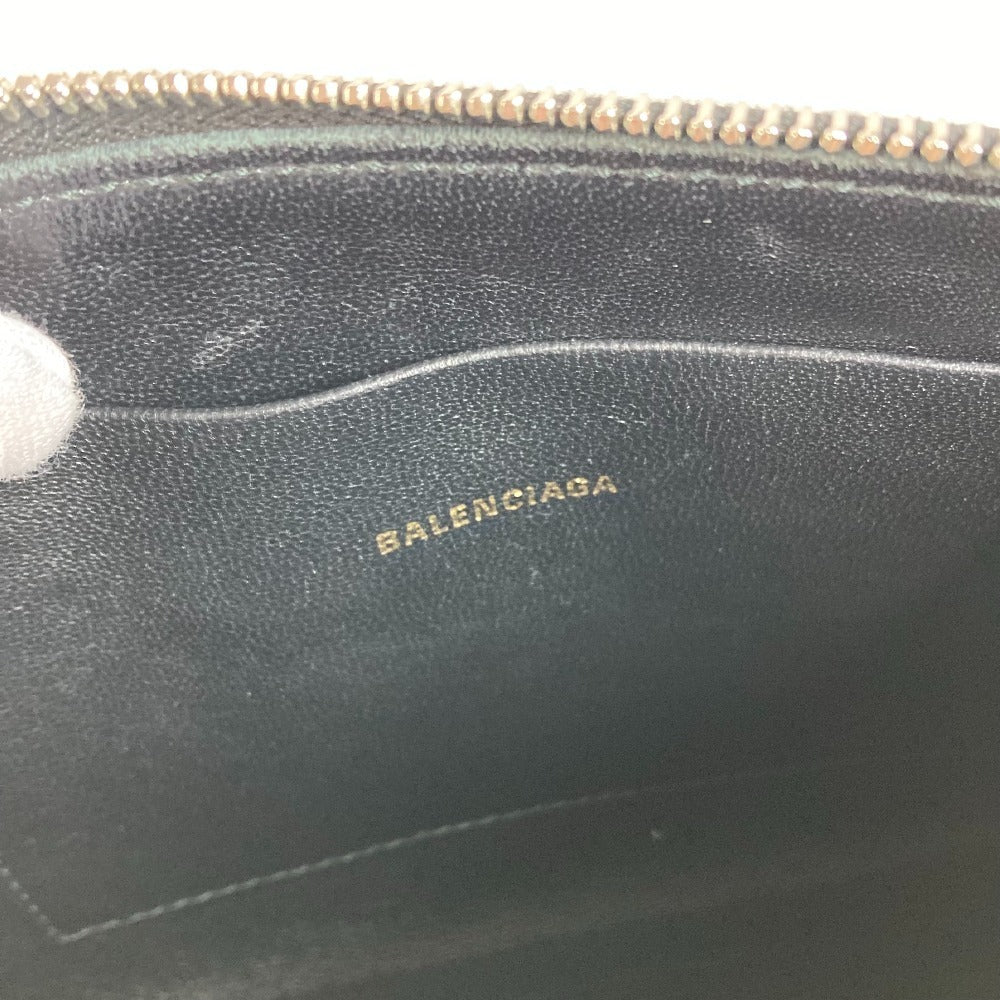 BALENCIAGA 545773 Logo Bi-Color Bag Second Bag Pouch Clutch Bag Leather Unisex Black