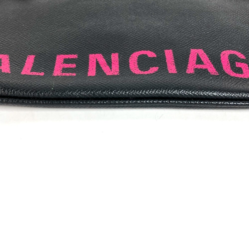 BALENCIAGA 545773 Logo Bi-Color Bag Second Bag Pouch Clutch Bag Leather Unisex Black