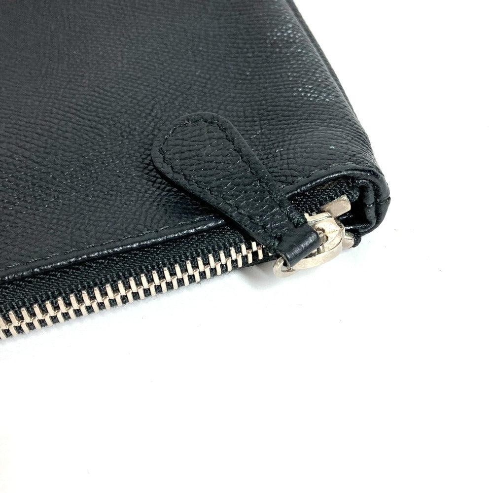 BALENCIAGA 545773 Logo Bi-Color Bag Second Bag Pouch Clutch Bag Leather Unisex Black