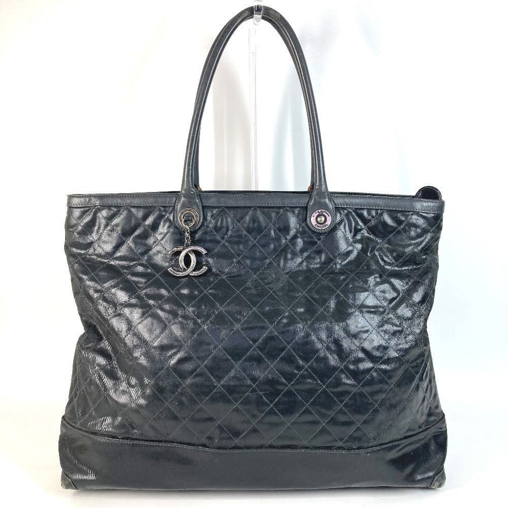 CHANEL CC Coco Mark Logo Charm Matelasse Quilted Shoulder Tote Bag Boston Bag Handbag Shoulder Bag Coated Canvas Unisex Black