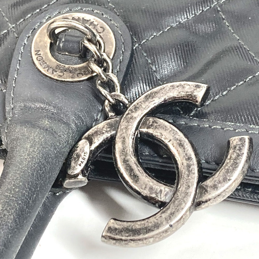 CHANEL CC Coco Mark Logo Charm Matelasse Quilted Shoulder Tote Bag Boston Bag Handbag Shoulder Bag Coated Canvas Unisex Black