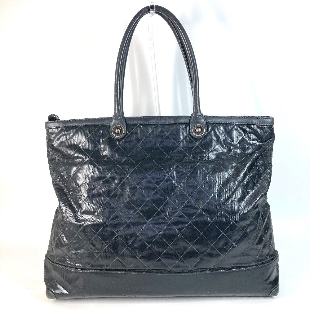 CHANEL CC Coco Mark Logo Charm Matelasse Quilted Shoulder Tote Bag Boston Bag Handbag Shoulder Bag Coated Canvas Unisex Black