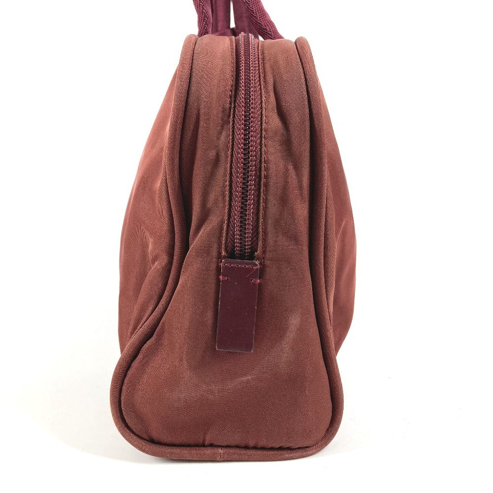 PRADA Triangle Logo Plate Bag Tote Bag Mini Boston Bag Shoulder Bag Nylon Unisex Wine Red