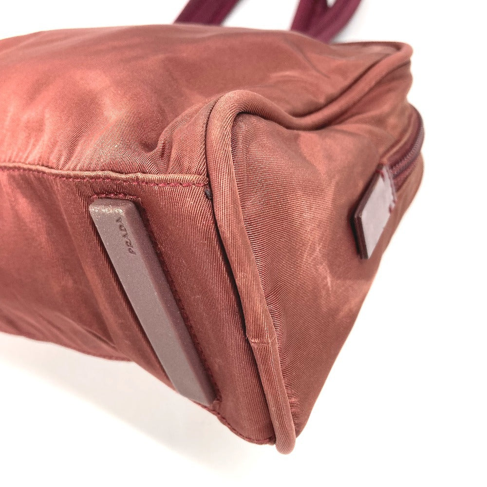 PRADA Triangle Logo Plate Bag Tote Bag Mini Boston Bag Shoulder Bag Nylon Unisex Wine Red