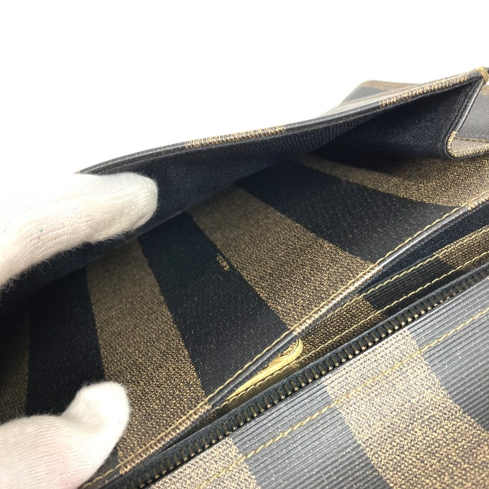 FENDI Vintage Pequin Document Bag Flap Second Bag Clutch Bag PVC/Leather Unisex Khaki