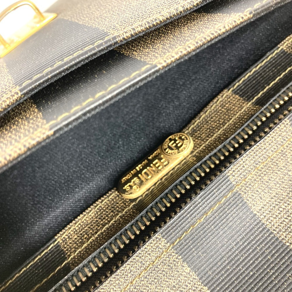 FENDI Vintage Pequin Document Bag Flap Second Bag Clutch Bag PVC/Leather Unisex Khaki