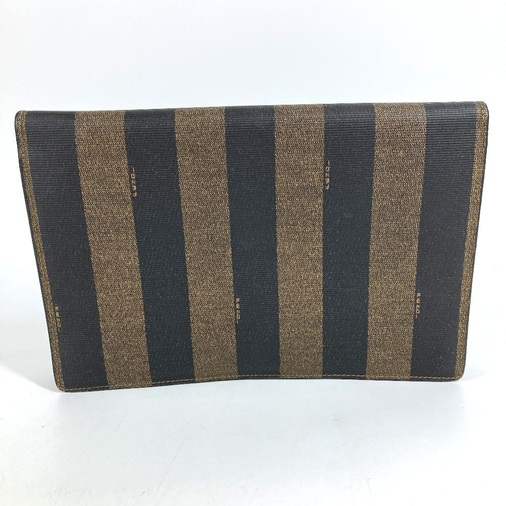 FENDI Vintage Pequin Document Bag Flap Second Bag Clutch Bag PVC/Leather Unisex Khaki