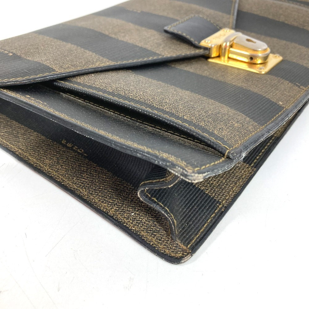 FENDI Vintage Pequin Document Bag Flap Second Bag Clutch Bag PVC/Leather Unisex Khaki