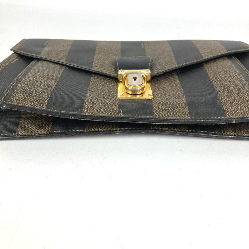 FENDI Vintage Pequin Document Bag Flap Second Bag Clutch Bag PVC/Leather Unisex Khaki