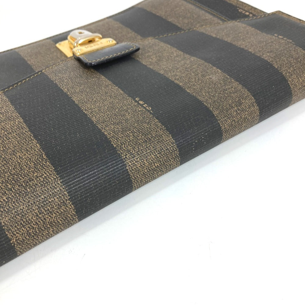FENDI Vintage Pequin Document Bag Flap Second Bag Clutch Bag PVC/Leather Unisex Khaki