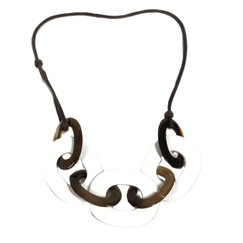 HERMES Logo Accessory Necklace Unisex White