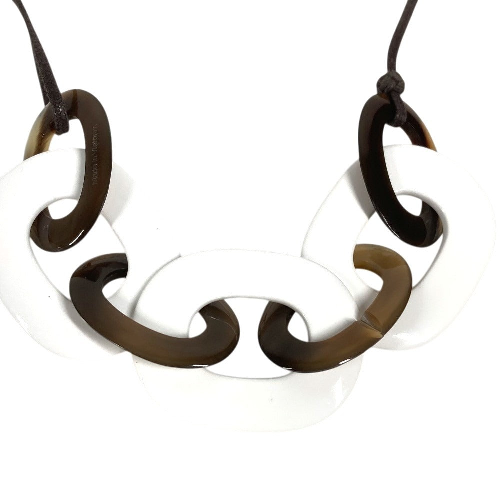 HERMES Logo Accessory Necklace Unisex White