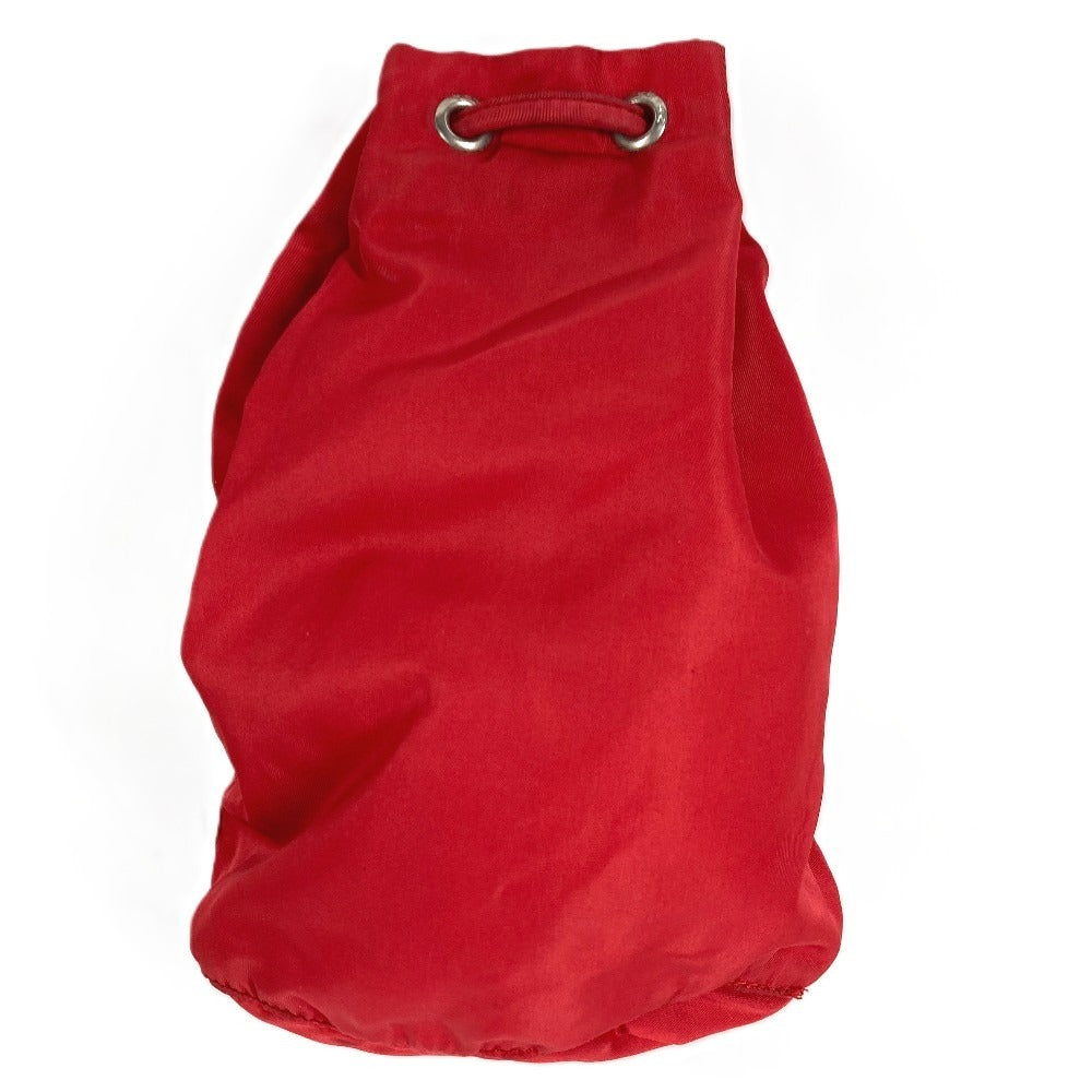 PRADA Triangle Logo Plate Drawstring Bag Handbag Makeup Pouch Multi-purpose Pouch Cosmetic Pouch Nylon Unisex Red