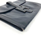 HERMES H Logo Vintage Jige PM Jige PM Bag Document Bag Flap Clutch Bag Box Calf Unisex Navy