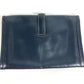 HERMES H Logo Vintage Jige PM Jige PM Bag Document Bag Flap Clutch Bag Box Calf Unisex Navy