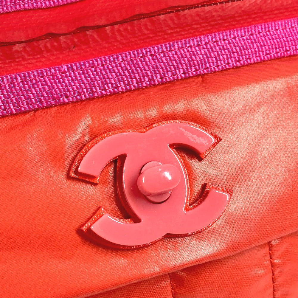 CHANEL AS0431 チェーン カラビナ付き CC ココマーク ロゴ バイカラー カバン ベルトバッグ ウエストバッグ ウエストポーチ ボディバッグ ナイロン レディース ピンク