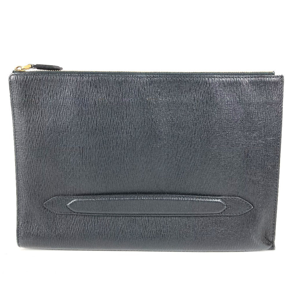 Salvatore Ferragamo Logo Pouch with Handle Clutch Bag Clutch Bag Leather Unisex Black