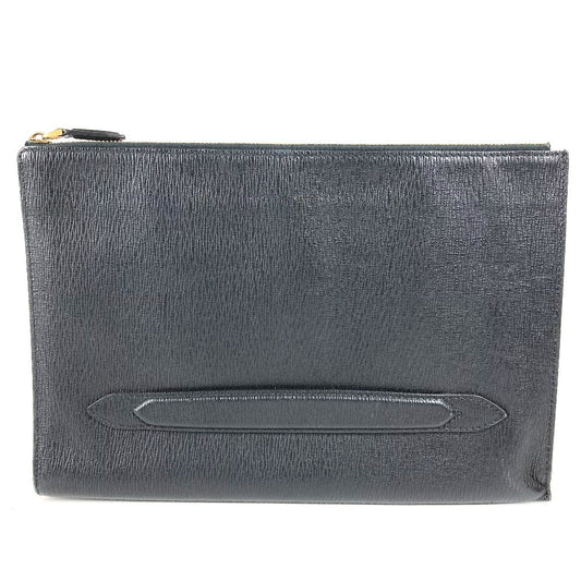 Salvatore Ferragamo Logo Pouch with Handle Clutch Bag Clutch Bag Leather Unisex Black