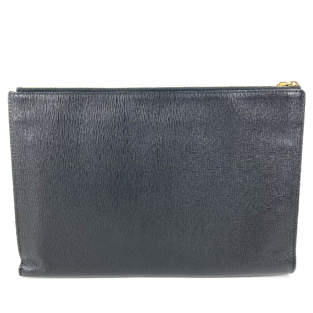 Salvatore Ferragamo Logo Pouch with Handle Clutch Bag Clutch Bag Leather Unisex Black