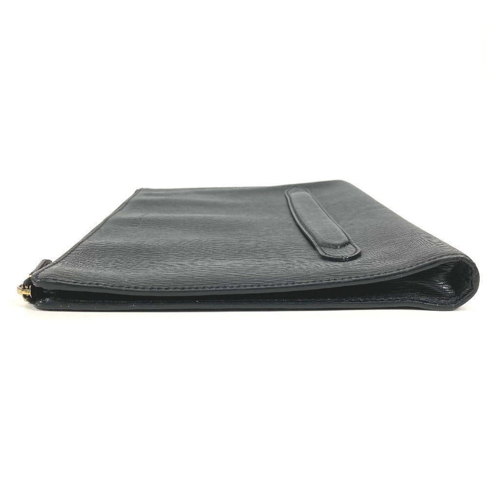 Salvatore Ferragamo Logo Pouch with Handle Clutch Bag Clutch Bag Leather Unisex Black