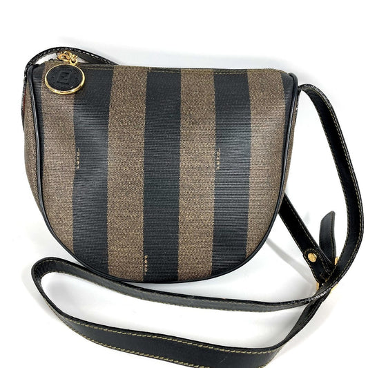 FENDI ヴィンテージ ペカン ロゴ カバン 斜め掛け ポシェット ショルダーバッグ PVC/レザー ユニセックス カーキ