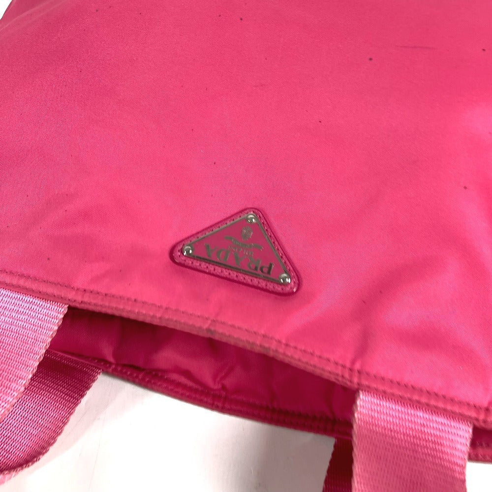 PRADA Triangle Logo Plate Bag 2WAY Tote Bag Handbag Shoulder Bag Nylon Unisex Pink