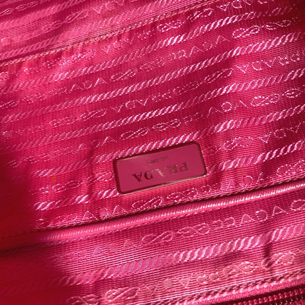 PRADA Triangle Logo Plate Bag 2WAY Tote Bag Handbag Shoulder Bag Nylon Unisex Pink
