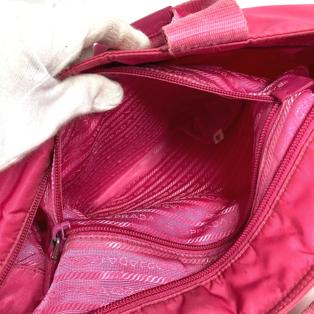 PRADA Triangle Logo Plate Bag 2WAY Tote Bag Handbag Shoulder Bag Nylon Unisex Pink