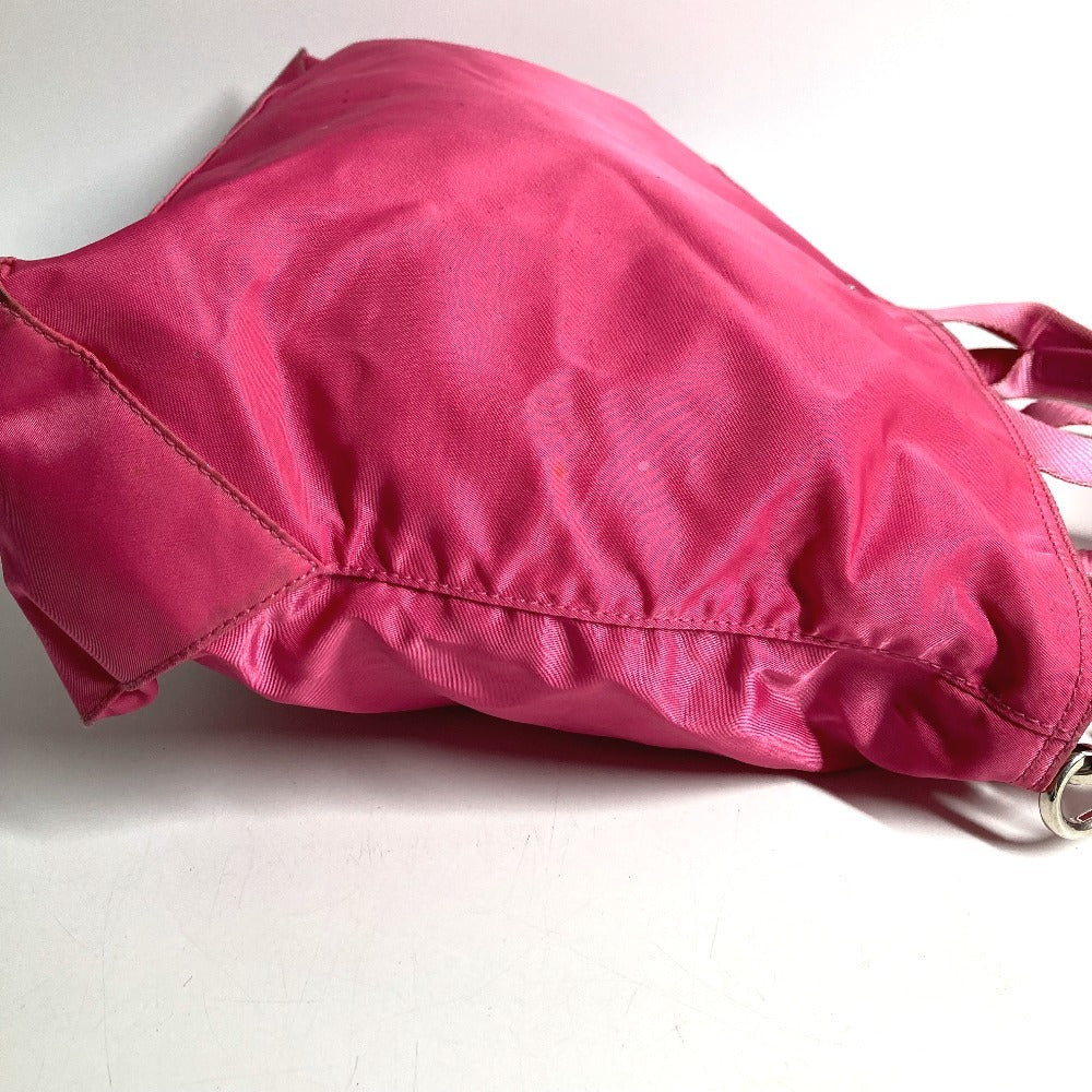PRADA Triangle Logo Plate Bag 2WAY Tote Bag Handbag Shoulder Bag Nylon Unisex Pink