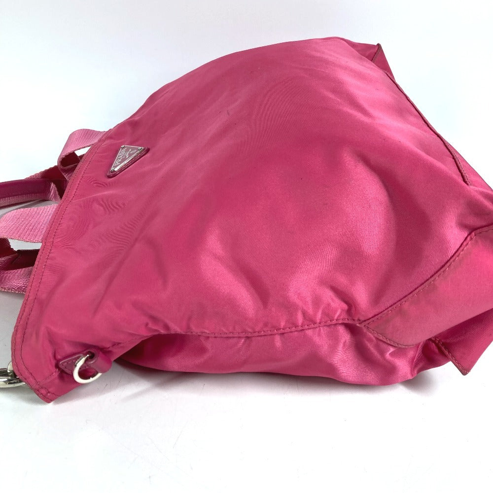 PRADA Triangle Logo Plate Bag 2WAY Tote Bag Handbag Shoulder Bag Nylon Unisex Pink