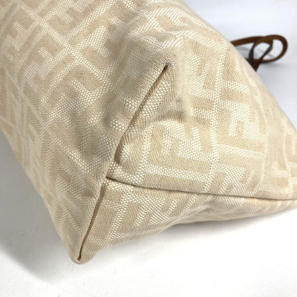 FENDI ヴィンテージ ズッカ ロゴ カバン トートバッグ 肩掛け ショルダーバッグ キャンバス/レザー ユニセックス ベージュ
