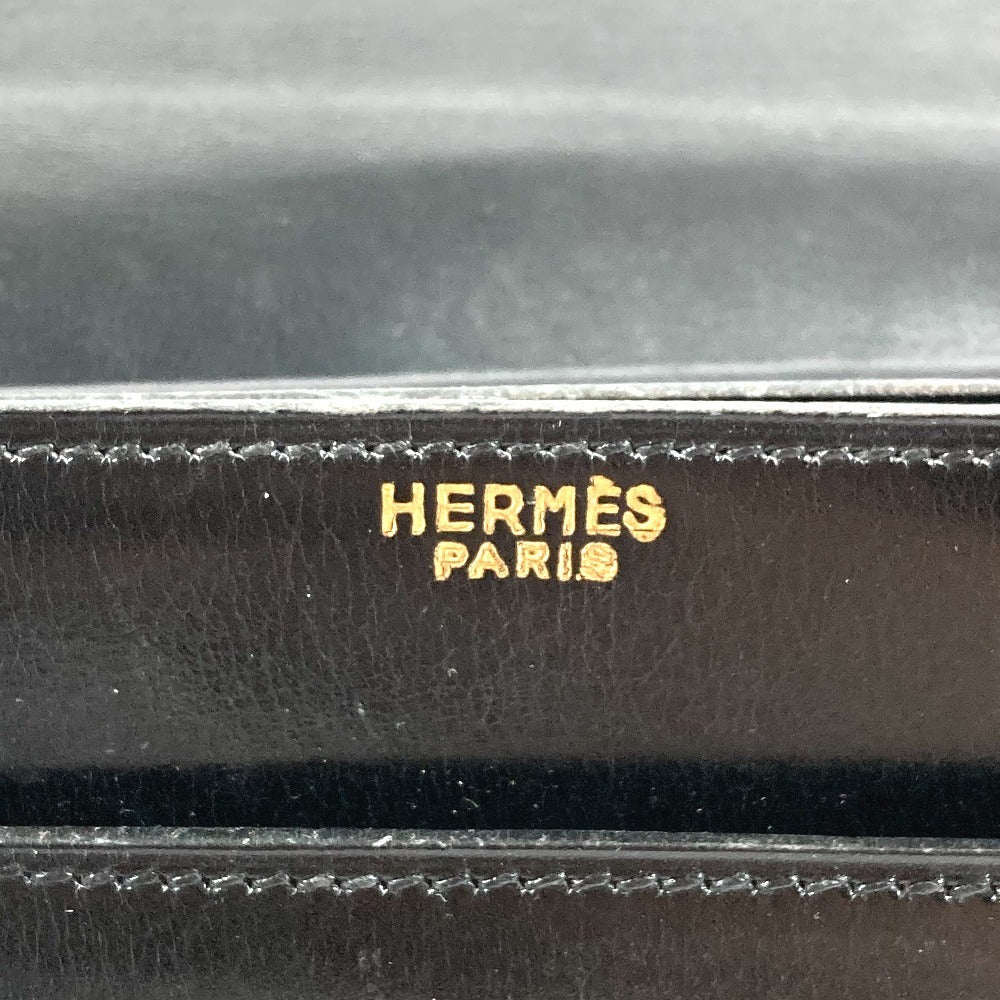 HERMES ヴィンテージ サック G8 カバン フラップ トートバッグ ハンドバッグ ボックスカーフ ユニセックス ブラック