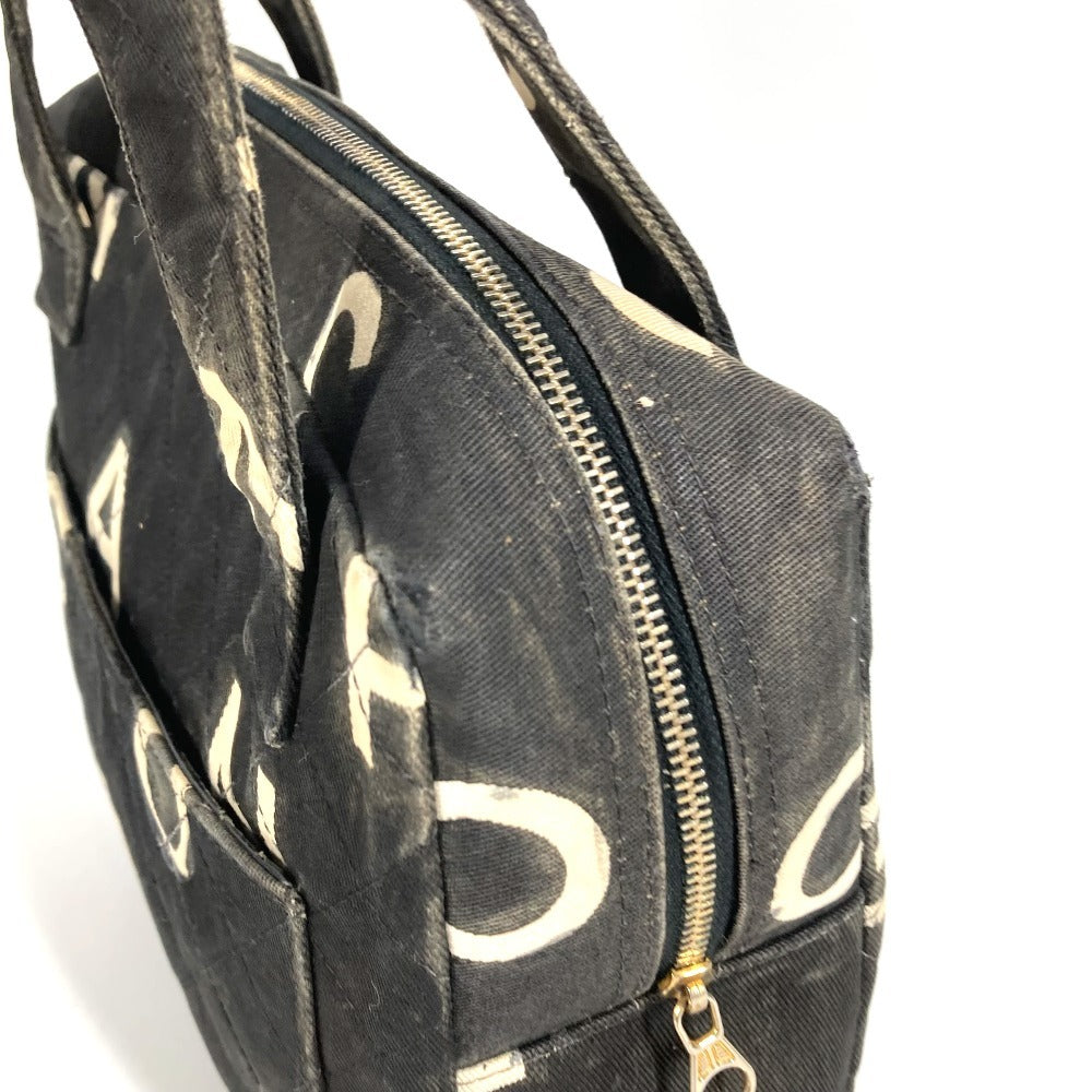 CHANEL ヴィンテージ 総柄 アイコン CC ココマーク ロゴ カバン トートバッグ ハンドバッグ キャンバス レディース ブラック