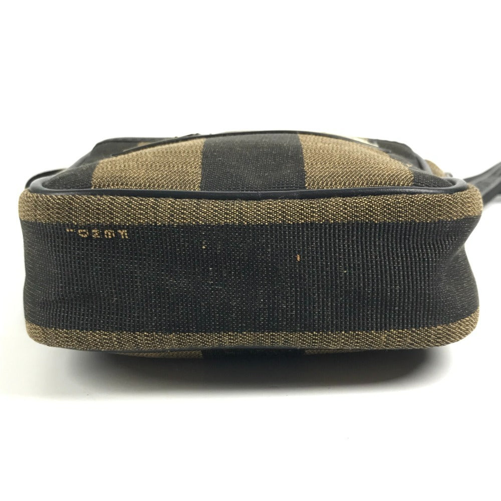 FENDI 7VA456 ロゴ ペカン ポシェット 斜め掛け カバン バック ショルダーバッグ レザー/キャンバス ユニセックス ブラック