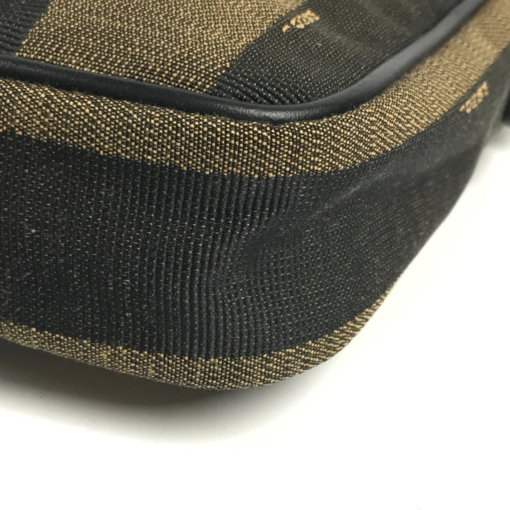 FENDI 7VA456 ロゴ ペカン ポシェット 斜め掛け カバン バック ショルダーバッグ レザー/キャンバス ユニセックス ブラック