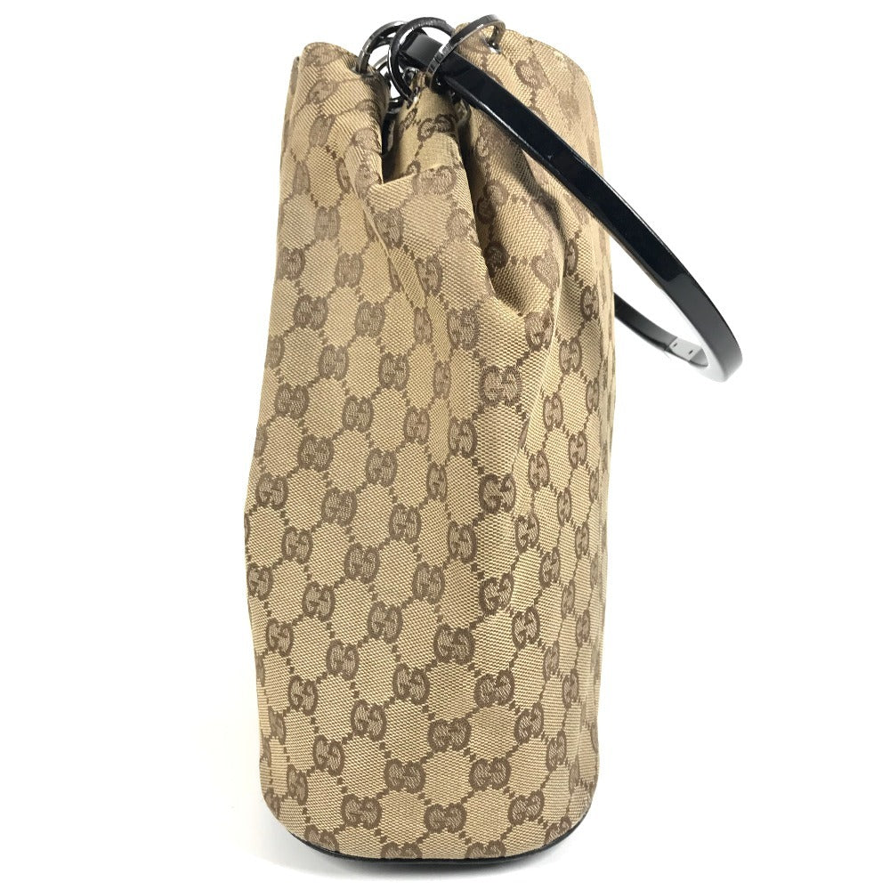 GUCCI 001 3738 GG ロゴ プラスチック ラウンド ハンドル 肩掛け カバン 巾着 巾着バッグ ハンドバッグ ショルダーバッグ GGキャンバス/レザー ユニセックス ベージュ