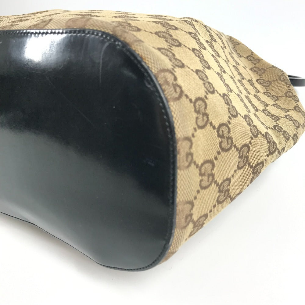 GUCCI 001 3738 GG ロゴ プラスチック ラウンド ハンドル 肩掛け カバン 巾着 巾着バッグ ハンドバッグ ショルダーバッグ GGキャンバス/レザー ユニセックス ベージュ