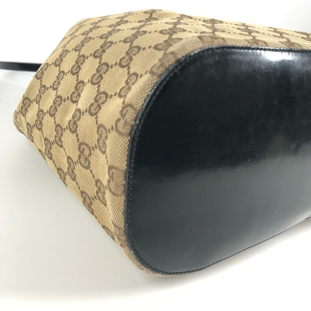 GUCCI 001 3738 GG ロゴ プラスチック ラウンド ハンドル 肩掛け カバン 巾着 巾着バッグ ハンドバッグ ショルダーバッグ GGキャンバス/レザー ユニセックス ベージュ