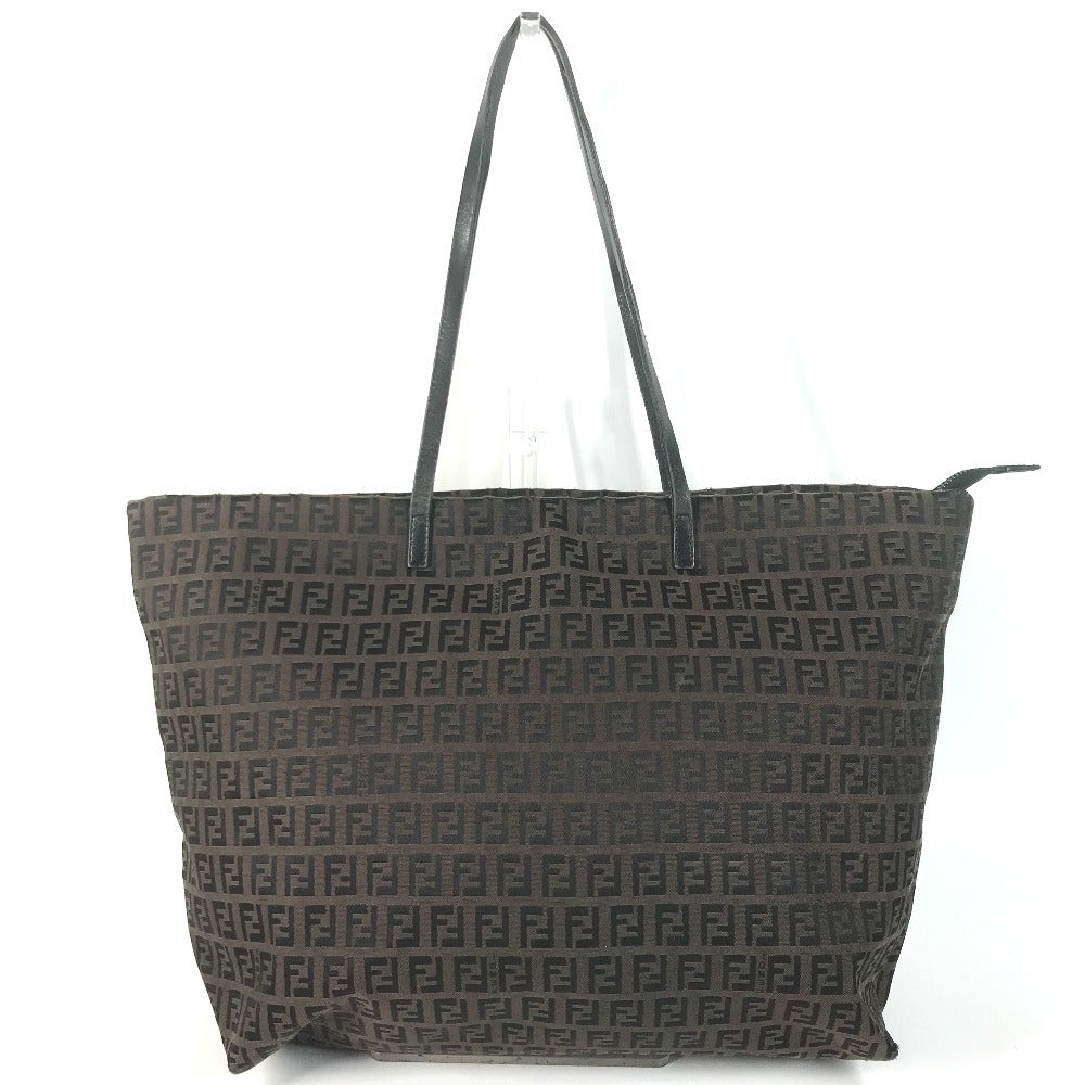 FENDI 8BH025 vintage Zucchino Logo Bag Tote Bag shawl Shoulder Bag Leather/Canvas Brown Used