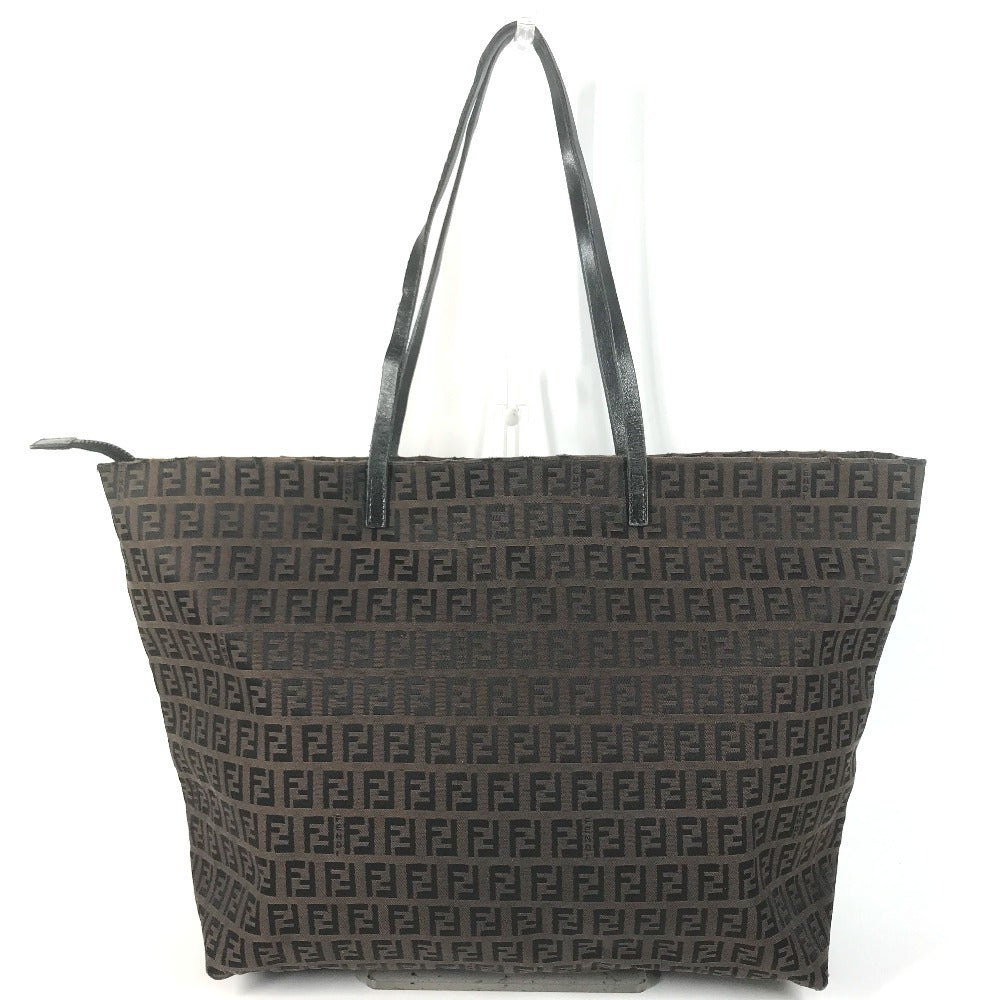 FENDI 8BH025 vintage Zucchino Logo Bag Tote Bag shawl Shoulder Bag Leather/Canvas Brown Used