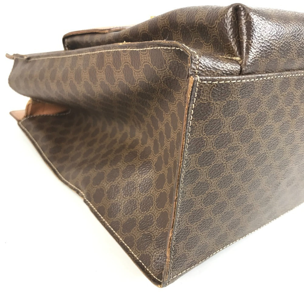 CELINE vintage Macadam logo Bag Tote Bag Business bag Hand Bag Leather Brown Used