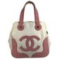 CHANEL CC CC Mark logo marshmallow Tote Bag Bicolor Hand Bag Canvas pink/White Used
