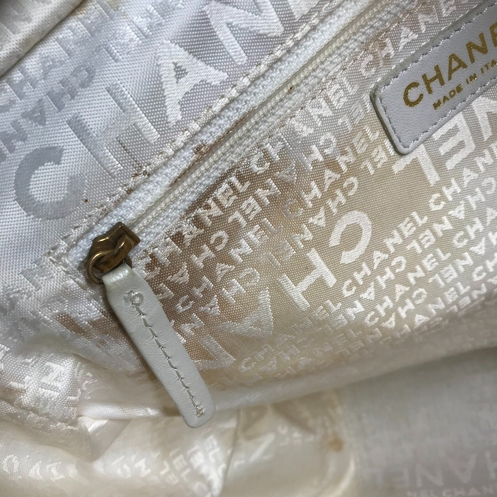 CHANEL CC CC Mark logo marshmallow Tote Bag Bicolor Hand Bag Canvas pink/White Used