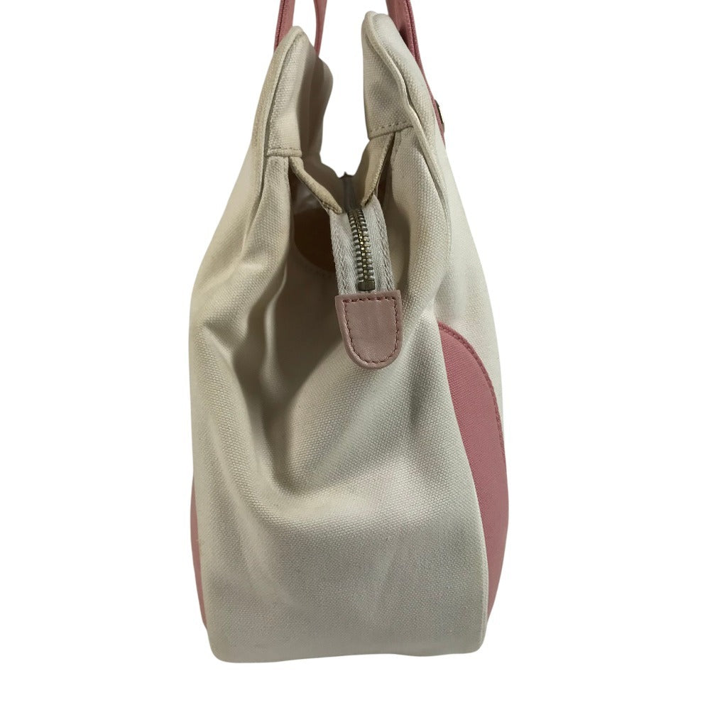 CHANEL CC CC Mark logo marshmallow Tote Bag Bicolor Hand Bag Canvas pink/White Used