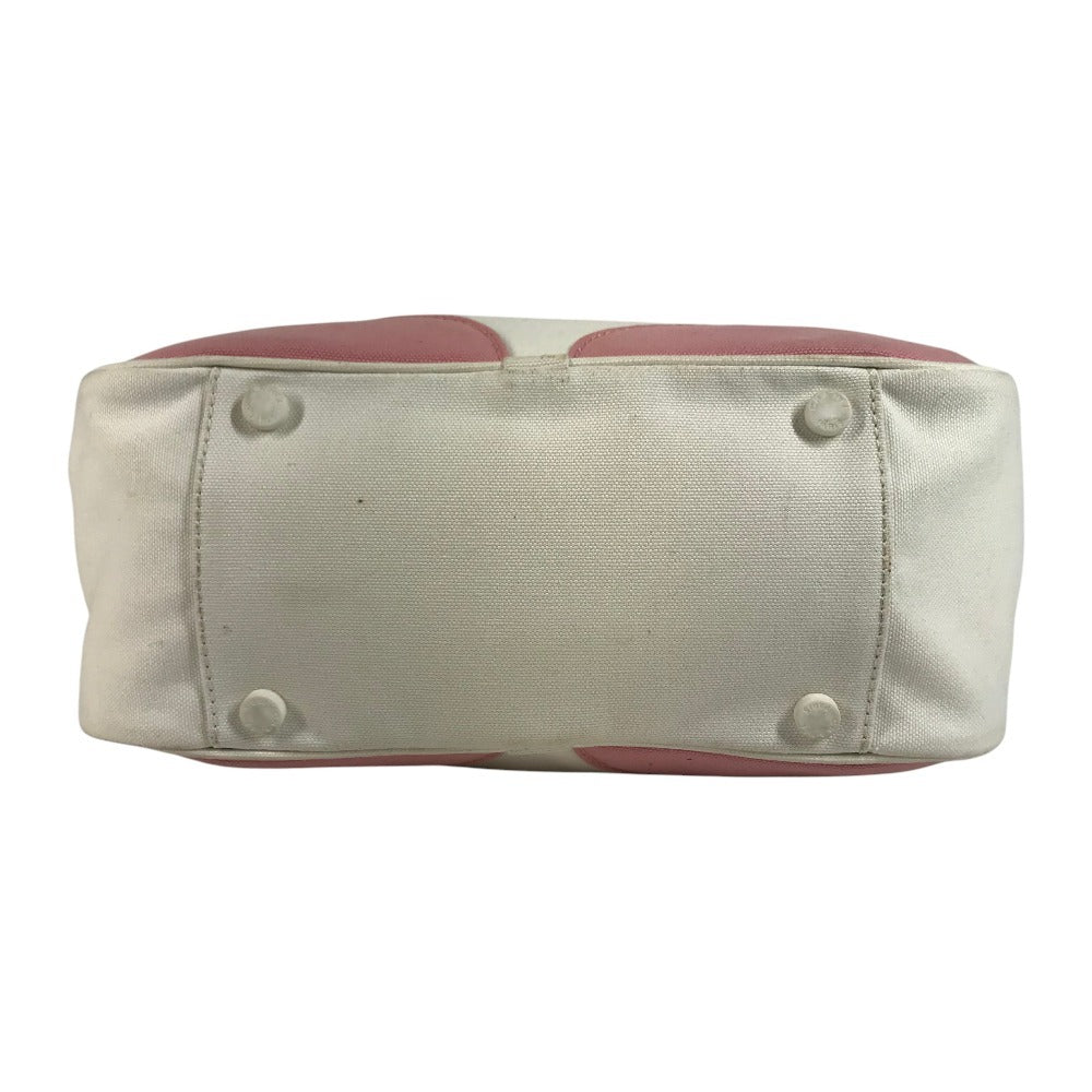 CHANEL CC CC Mark logo marshmallow Tote Bag Bicolor Hand Bag Canvas pink/White Used