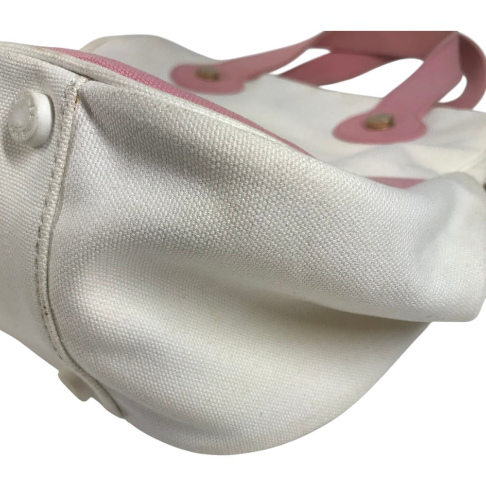 CHANEL CC CC Mark logo marshmallow Tote Bag Bicolor Hand Bag Canvas pink/White Used