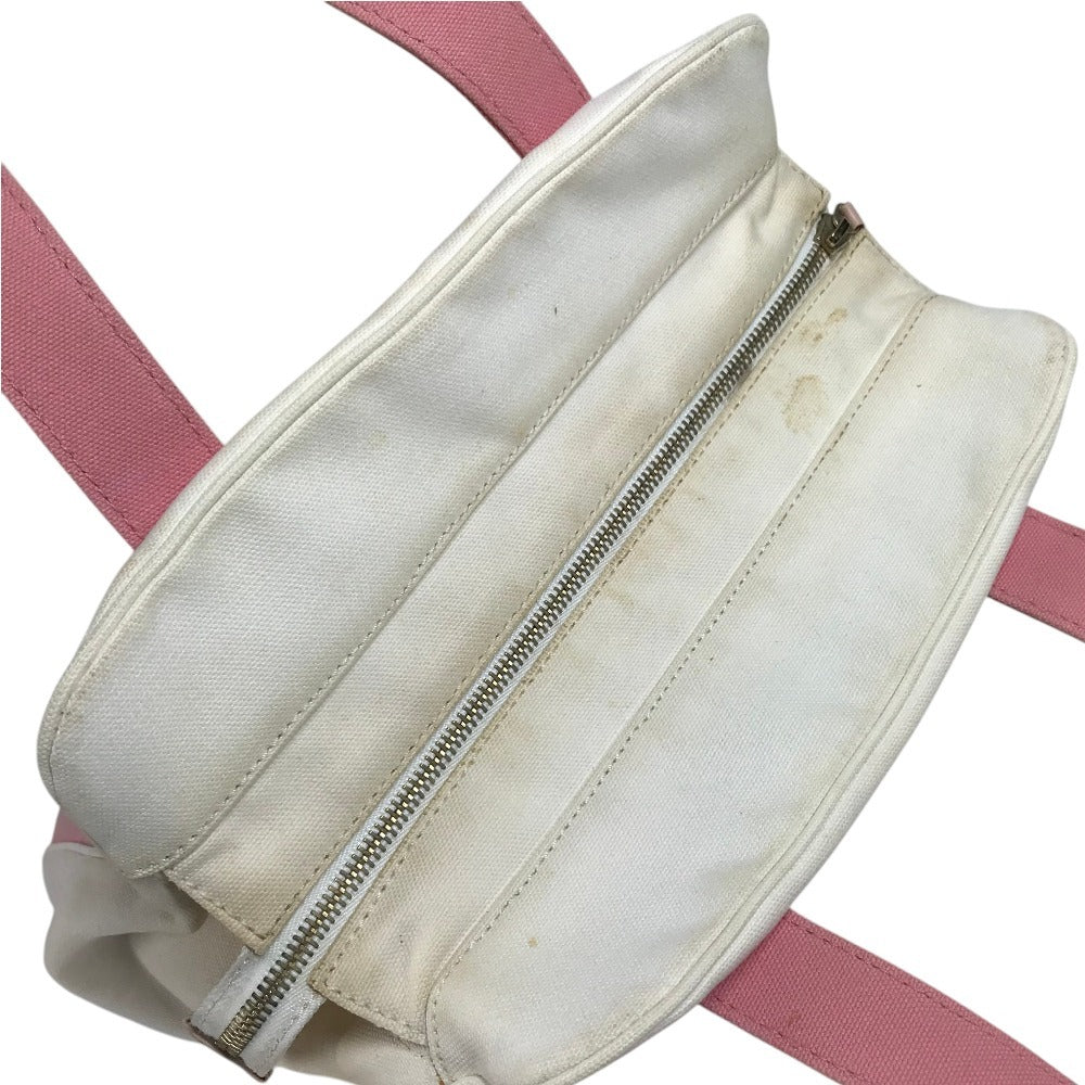 CHANEL CC CC Mark logo marshmallow Tote Bag Bicolor Hand Bag Canvas pink/White Used